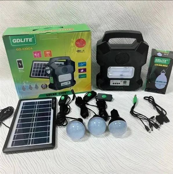 Ручной фонарь (портативная солнечная станция) + Power Bank + радио, заряд от 220в / СОЛНЕЧНОЙ БАТАРЕИ GDLITE (12) D9365 фото