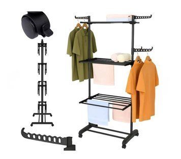 Сушарка для білизни сушилка підлогова вертикальна Garment Rack чорна (6) C7265 фото