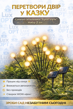 Садовий світильник  букет куль на сонячній панелі 2шт(100) X35670 фото