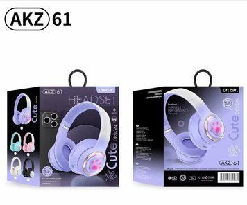 Наушники беспроводные CAT AKZ 61 с LED-подсветкой, Bluetooth 5.3, MicroSD, микрофон | Детские и взрослые (80) C7541 фото
