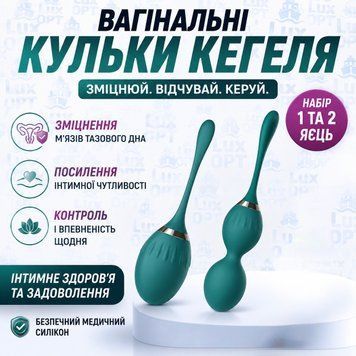Вагінальні кульки Кегеля, набір із одного та двух яєць, для зміцнення вульви  В-АРТ24 Кольори: В68112 фото