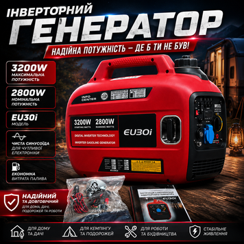 Інвенторний генератор EU30i &mdash; 3200 ВТ автономне джерело живлення для дому, дачі, роботи та подорожей JR5681 фото