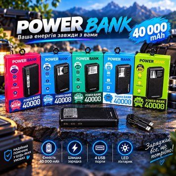 Павербанк мощен для быстрой зарядки смартфонов и других 40 000 mAh 3 USB-порта TTH654 фото