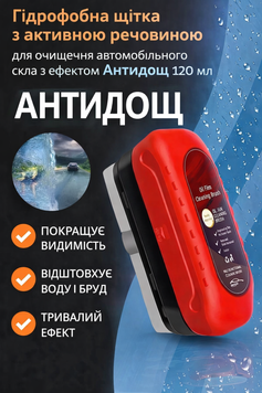 Гидрофобная щетка с активным веществом для очистки автомобильного стекла с эффектом Антидождь 120 мл(112) HD4561 фото