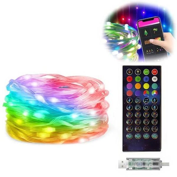 Умная гирлянда, RGB Bluetooth 3 м + пульт от USB LED APP / Bluetooth(100) E8361 фото