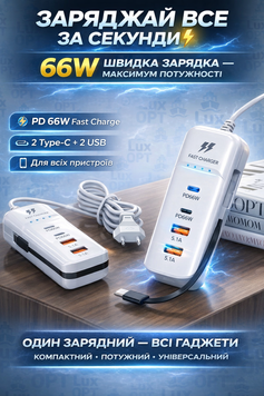 Зарядний пристрій Type-C PD 66W USB(200) C46670 фото