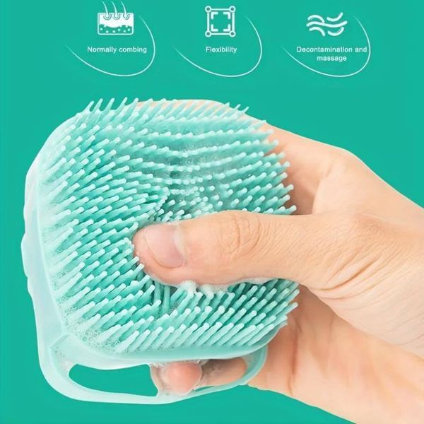 Силиконовая щетка для животных с резервуаром для шампуня silicone massage bath brush (200) E85321 фото