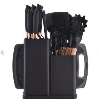 Набір кухонного приладдя (19 предметів), з підставкою та ножами, Kitchen Set / Кухонний набір приладів / Силіконовий набір для кухні (20) W8466 фото