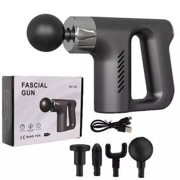 Ударный массажный пистолет для тела Fascial Gun KH-740, с насадками (30) B4580 фото
