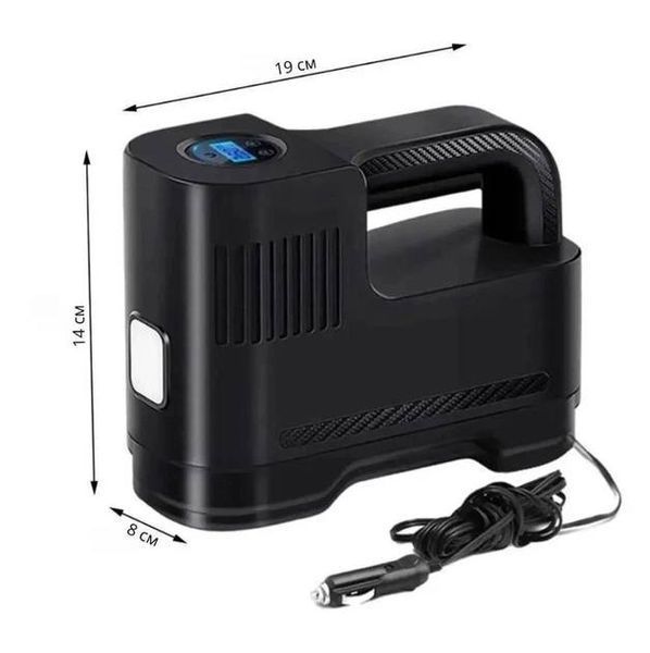 Компресор портативний автомобільний Air pump XL-1026 від прикурювача 12 В із цифровим дисплеєм Чорний (20) P7256 фото