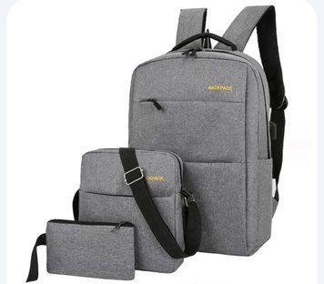 Універсальний комплект для повсякденного використання Backpack Black 3 в 1 Рюкзак Сумка Клатч Сірий (100) E6758 фото